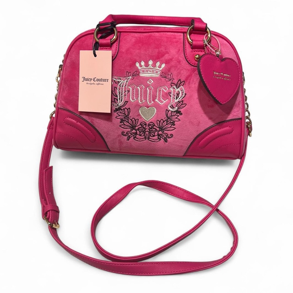 Juicy Couture Pink Velvet Bowler Bag NWT Y2K Barbiecore Gold Hardware